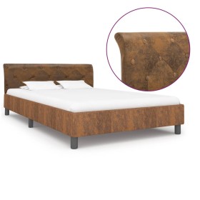 Brown artificial suede leather bed frame 140x200 cm by vidaXL, Beds and slatted bases - Ref: Foro24-284891, Price: 233,99 €, ...