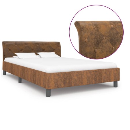 Brown artificial suede leather bed frame 140x200 cm by vidaXL, Beds and slatted bases - Ref: Foro24-284891, Price: 233,43 €, ...