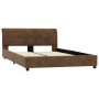 Brown artificial suede leather bed frame 140x200 cm by vidaXL, Beds and slatted bases - Ref: Foro24-284891, Price: 233,43 €, ...