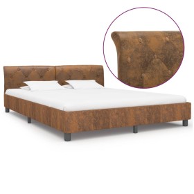 Brown artificial suede leather bed frame 180x200 cm by vidaXL, Beds and slatted bases - Ref: Foro24-284893, Price: 251,50 €, ...