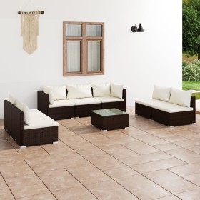 8-teiliges Gartenmöbel-Set und braune synthetische Rattankissen von vidaXL, Gartensets - Ref: Foro24-3102242, Preis: 958,30 €...