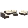 Set muebles de jardín 8 piezas y cojines ratán sintético marrón de vidaXL, Conjuntos de jardín - Ref: Foro24-3102242, Precio:...