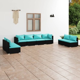 8-teiliges Gartenmöbel-Set und schwarze synthetische Rattankissen von vidaXL, Gartensets - Ref: Foro24-3102249, Preis: 752,99...