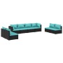 Set de muebles de jardín 8 pzas y cojines ratán sintético negro de vidaXL, Conjuntos de jardín - Ref: Foro24-3102249, Precio:...