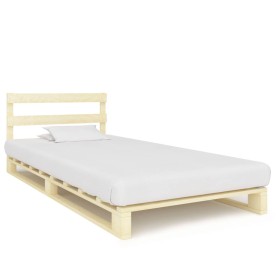 Solid pine wood pallet bed frame 100x200 cm by vidaXL, Beds and slatted bases - Ref: Foro24-285242, Price: 92,37 €, Discount: %