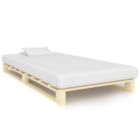 Solid pine wood pallet bed frame 90x200 cm by vidaXL, Beds and slatted bases - Ref: Foro24-285234, Price: 108,99 €, Discount: %