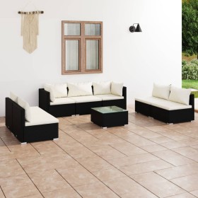 8-teiliges Gartenmöbel-Set und schwarze synthetische Rattankissen von vidaXL, Gartensets - Ref: Foro24-3102239, Preis: 729,99...