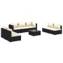 Set de muebles de jardín 8 pzas y cojines ratán sintético negro de vidaXL, Conjuntos de jardín - Ref: Foro24-3102239, Precio:...