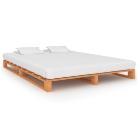 Solid pine wood pallet bed frame brown 200x200cm by vidaXL, Beds and slatted bases - Ref: Foro24-285268, Price: 156,99 €, Dis...