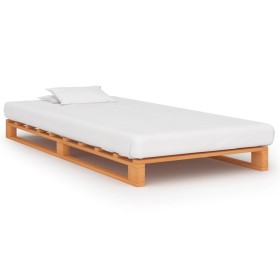 Estructura de cama de palés madera maciza pino marrón 100x200cm de vidaXL, Camas y somieres - Ref: Foro24-285263, Precio: 91,...