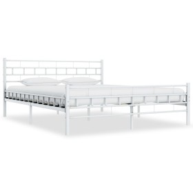 Estructura de cama de metal blanco 140x200 cm de vidaXL, Camas y somieres - Ref: Foro24-285298, Precio: 122,43 €, Descuento: %