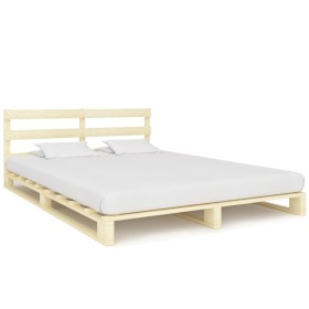 Solid pine wood pallet bed frame 160x200 cm by vidaXL, Beds and slatted bases - Ref: Foro24-285245, Price: 165,23 €, Discount: %