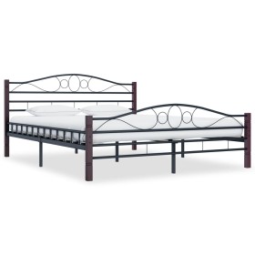 Black metal bed frame 160x200 cm by vidaXL, Beds and slatted bases - Ref: Foro24-285294, Price: 149,31 €, Discount: %