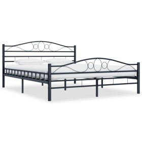 Estructura de cama de acero negro 160x200 cm de vidaXL, Camas y somieres - Ref: Foro24-285289, Precio: 157,35 €, Descuento: %