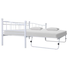 Estructura de cama de acero blanco 180x200/90x200 cm de vidaXL, Camas y somieres - Ref: Foro24-285308, Precio: 213,99 €, Desc...