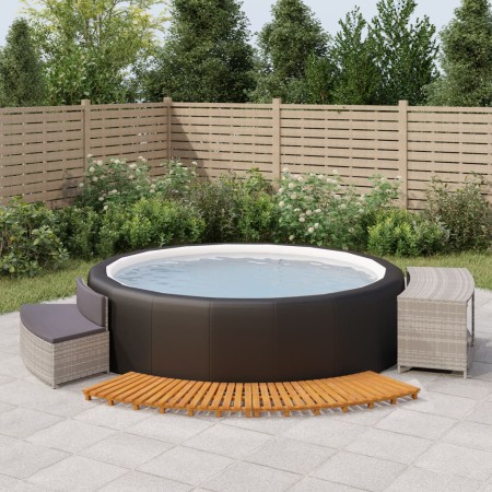 Whirlpool-Badewannenverkleidung aus Akazienholz und grauem synthetischem Rattan von vidaXL, Pool- und Spa-Zubehör - Ref: Foro...