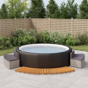 Acacia wood and gray synthetic rattan whirlpool bathtub surround by vidaXL, Pool and spa accessories - Ref: Foro24-3157118, P...