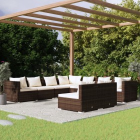 9-teiliges Gartenmöbel-Set und Kissen Kunstrattan braun von vidaXL, Gartensets - Ref: Foro24-3102418, Preis: 693,99 €, Rabatt: %