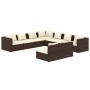 Set muebles de jardín 9 piezas y cojines ratán sintético marrón de vidaXL, Conjuntos de jardín - Ref: Foro24-3102418, Precio:...