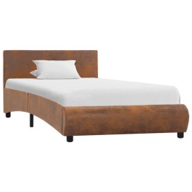 Brown synthetic leather bed frame 100x200 cm by vidaXL, Beds and slatted bases - Ref: Foro24-285475, Price: 171,99 €, Discoun...