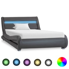 Estructura de cama con LED cuero sintético gris 100x200 cm de vidaXL, Camas y somieres - Ref: Foro24-285739, Precio: 267,24 €...