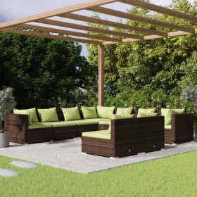 9-teiliges Gartenmöbel-Set und braune synthetische Rattankissen von vidaXL, Gartensets - Ref: Foro24-3102420, Preis: 780,99 €...