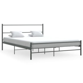 Estructura de cama de metal gris 140x200 cm de vidaXL, Camas y somieres - Ref: Foro24-286494, Precio: 106,99 €, Descuento: %