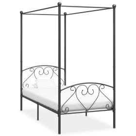 Gray metal canopy bed frame 100x200 cm by vidaXL, Beds and slatted bases - Ref: Foro24-284441, Price: 90,64 €, Discount: %