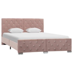 Estructura de cama de terciopelo rosa 140x200 cm de vidaXL, Camas y somieres - Ref: Foro24-286826, Precio: 330,29 €, Descuent...