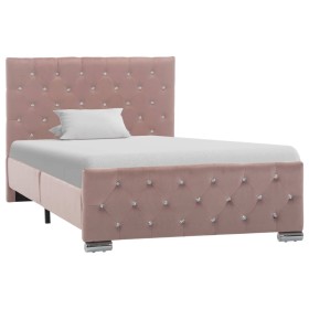 Estructura de cama de terciopelo rosa 100x200 cm de vidaXL, Camas y somieres - Ref: Foro24-286824, Precio: 256,31 €, Descuent...