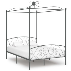 Estructura de cama con dosel metal gris 120x200 cm de vidaXL, Camas y somieres - Ref: Foro24-284482, Precio: 179,19 €, Descue...