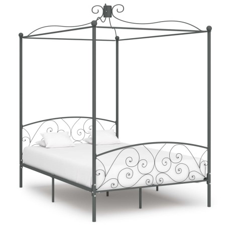 Estructura de cama con dosel metal gris 120x200 cm de vidaXL, Camas y somieres - Ref: Foro24-284482, Precio: 179,99 €, Descue...