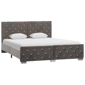 Gray velvet bed frame 140x200 cm by vidaXL, Beds and slatted bases - Ref: Foro24-286832, Price: 332,05 €, Discount: %