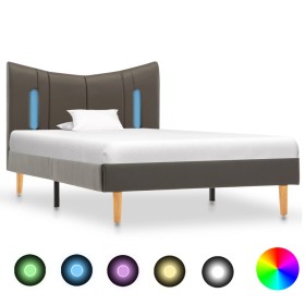 Estructura cama y LED cuero sintético gris antracita 100x200 cm de vidaXL, Camas y somieres - Ref: Foro24-288544, Precio: 159...