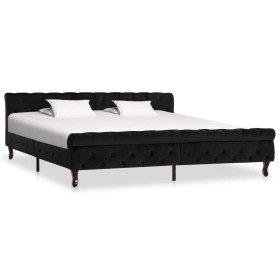 Estructura de cama de terciopelo negro 200x200 cm de vidaXL, Camas y somieres - Ref: Foro24-288556, Precio: 375,99 €, Descuen...