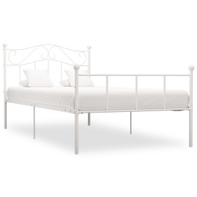 Estructura de cama de metal blanco 90x200 cm de vidaXL, Camas y somieres - Ref: Foro24-284516, Precio: 105,99 €, Descuento: %