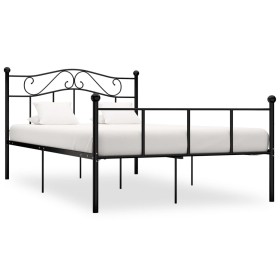 Black metal bed frame 140x200 cm by vidaXL, Beds and slatted bases - Ref: Foro24-284526, Price: 126,18 €, Discount: %