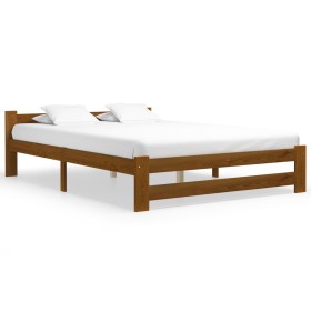 Solid pine wood bed frame honey brown 120x200 cm by vidaXL, Beds and slatted bases - Ref: Foro24-322007, Price: 84,99 €, Disc...