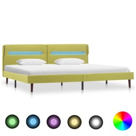 Estructura de cama con LED tela verde 140x200 cm de vidaXL, Camas y somieres - Ref: Foro24-286904, Precio: 173,99 €, Descuent...