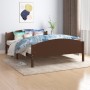 Dark brown solid pine wood bed frame 140x200 cm by vidaXL, Beds and slatted bases - Ref: Foro24-322044, Price: 159,99 €, Disc...