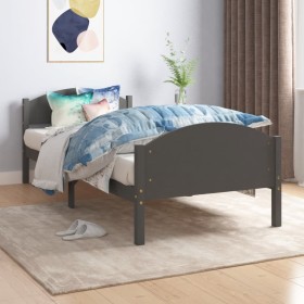 Dark gray solid pine wood bed frame 100x200 cm by vidaXL, Beds and slatted bases - Ref: Foro24-322047, Price: 125,28 €, Disco...