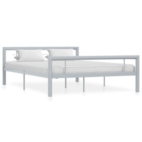 Estructura de cama de metal gris y blanco 120x200 cm de vidaXL, Camas y somieres - Ref: Foro24-284558, Precio: 112,99 €, Desc...