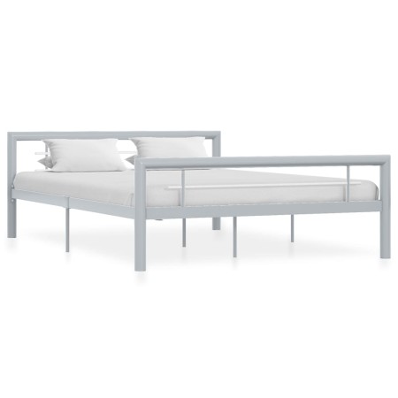 Estructura de cama de metal gris y blanco 120x200 cm de vidaXL, Camas y somieres - Ref: Foro24-284558, Precio: 104,16 €, Desc...