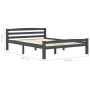 Dark gray pine solid wood bed frame 140x200 cm by vidaXL, Beds and slatted bases - Ref: Foro24-322092, Price: 153,97 €, Disco...