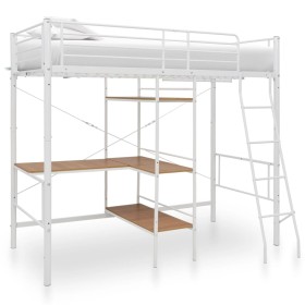 Bunk bed structure with white metal table 90x200 cm by vidaXL, Beds and slatted bases - Ref: Foro24-287906, Price: 319,99 €, ...