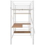 Estructura de litera con mesa de metal blanco 90x200 cm de vidaXL, Camas y somieres - Ref: Foro24-287906, Precio: 319,99 €, D...