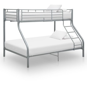 Gray metal bunk bed frame 140x200 cm/90x200 cm by vidaXL, Beds and slatted bases - Ref: Foro24-287904, Price: 285,26 €, Disco...