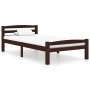 Dark brown solid pine wood bed frame 100x200 cm by vidaXL, Beds and slatted bases - Ref: Foro24-322083, Price: 110,99 €, Disc...