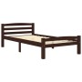 Dark brown solid pine wood bed frame 100x200 cm by vidaXL, Beds and slatted bases - Ref: Foro24-322083, Price: 110,99 €, Disc...