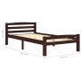 Dark brown solid pine wood bed frame 100x200 cm by vidaXL, Beds and slatted bases - Ref: Foro24-322083, Price: 110,99 €, Disc...